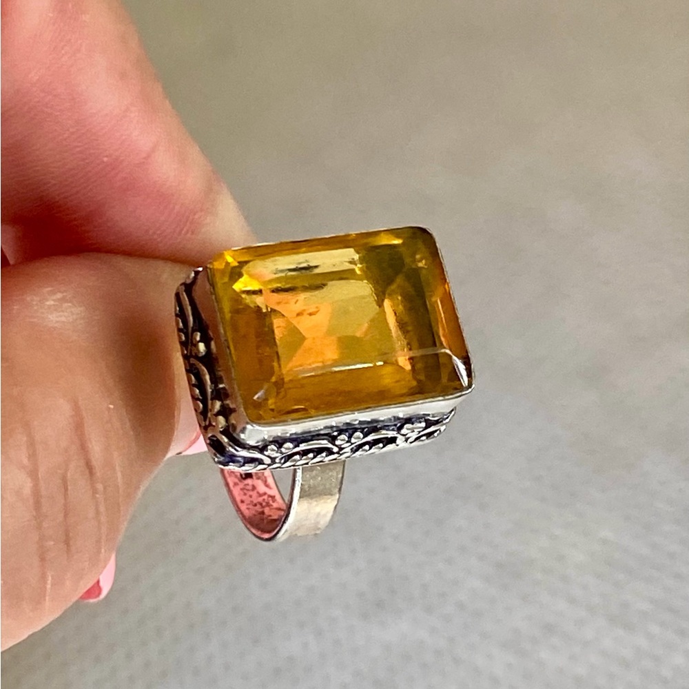 🔥💕 Citrine set in Silver ring ❤️🌹 - Picture 2 of 5